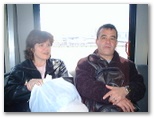 Rose and Helton waiting at the airport