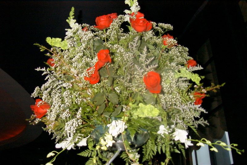 Lavish Rose Centerpiece in the Rainbow Room for the Wedding