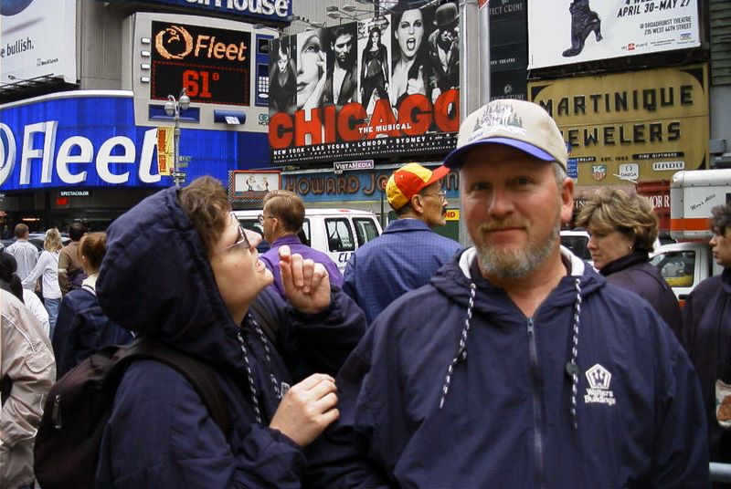 Sherri Looks up in Times Square