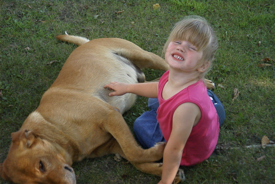 Kelsey petting Toby