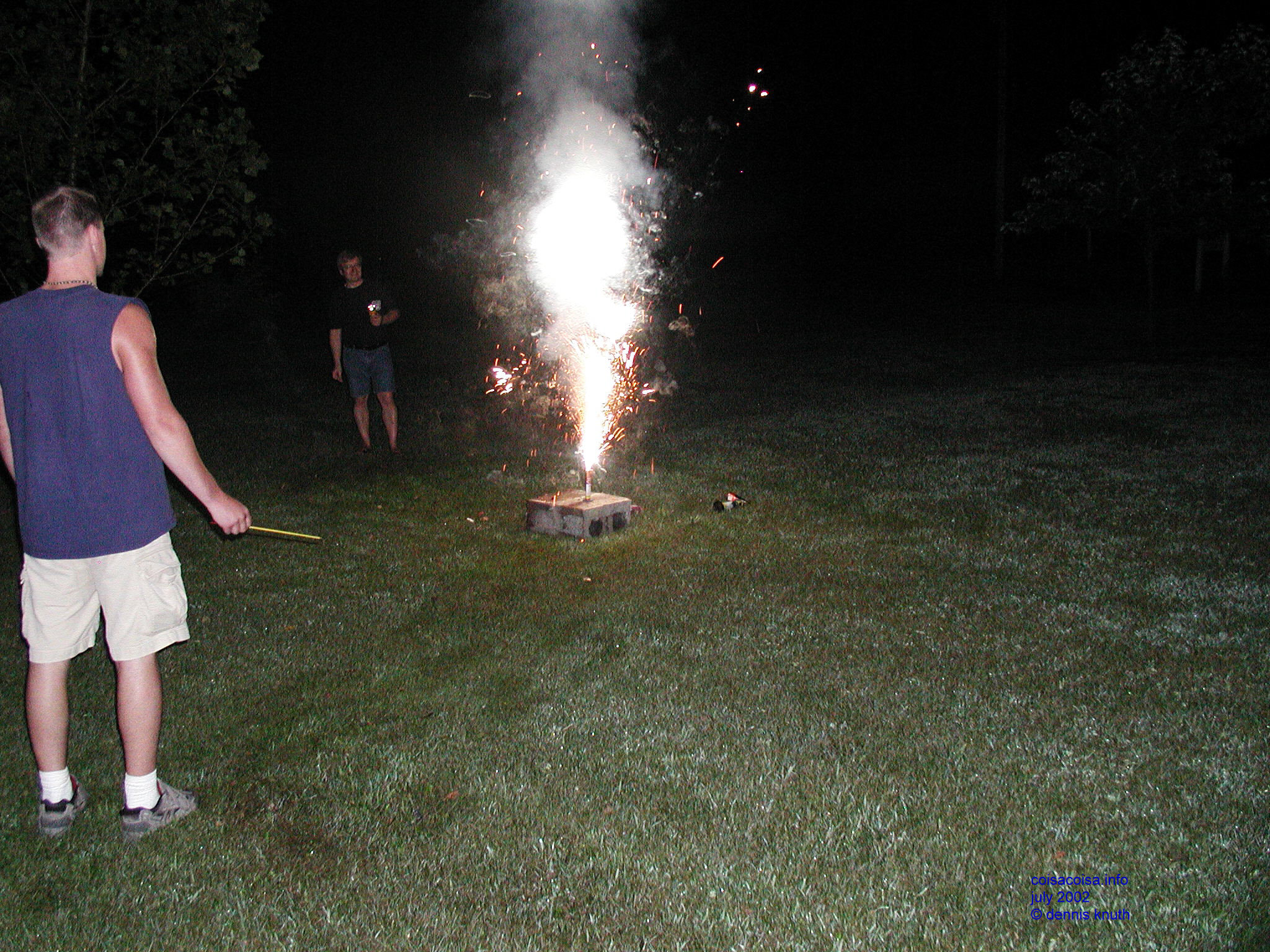 Dennis and Nathan light the fireworks