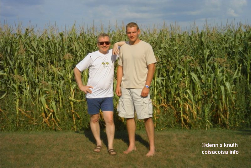 Dennis and Justin in a cornfield