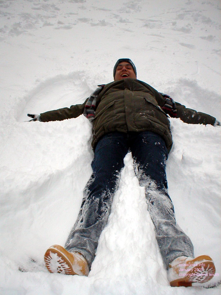 Raphael makes a snow angel