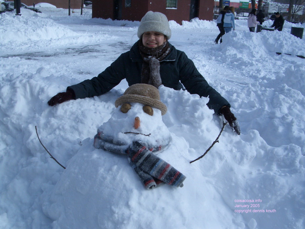 Thacila likes making snowmen in the park