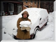 Thaissa with blocks of snow