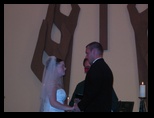 Serious wedding gaze of Justin and Julia
