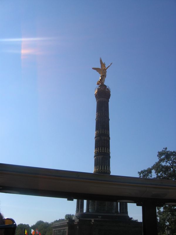 Strolling by a German Statue