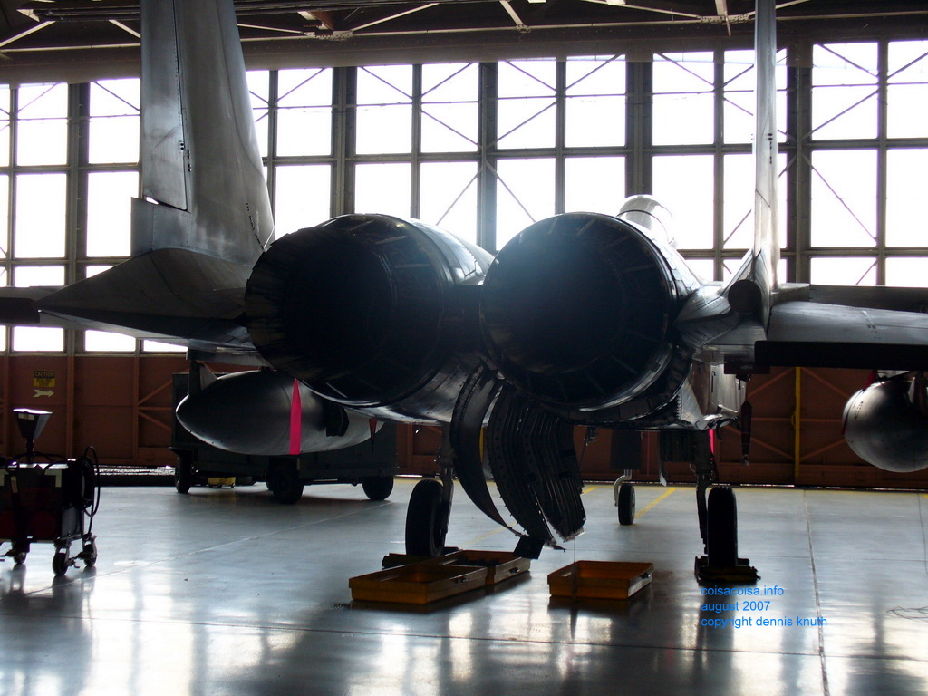 Jet from the rear; engine exhausts