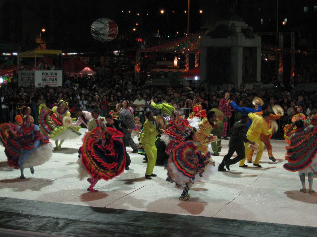 The Brazilian dancers twirl with delight