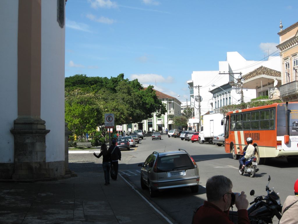Dennis takes a picture near the town square