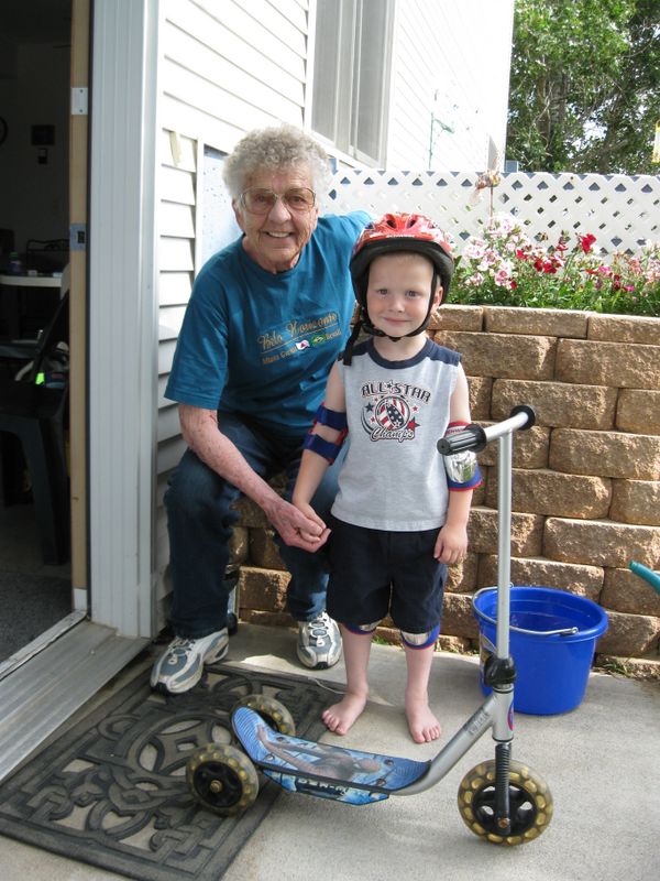 Grandma gives a scooter