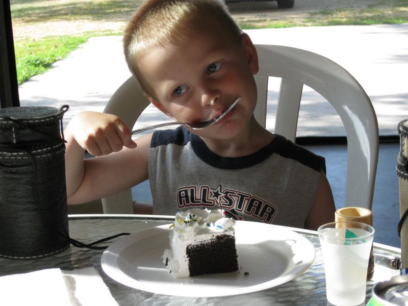 Jared sucks on his fork