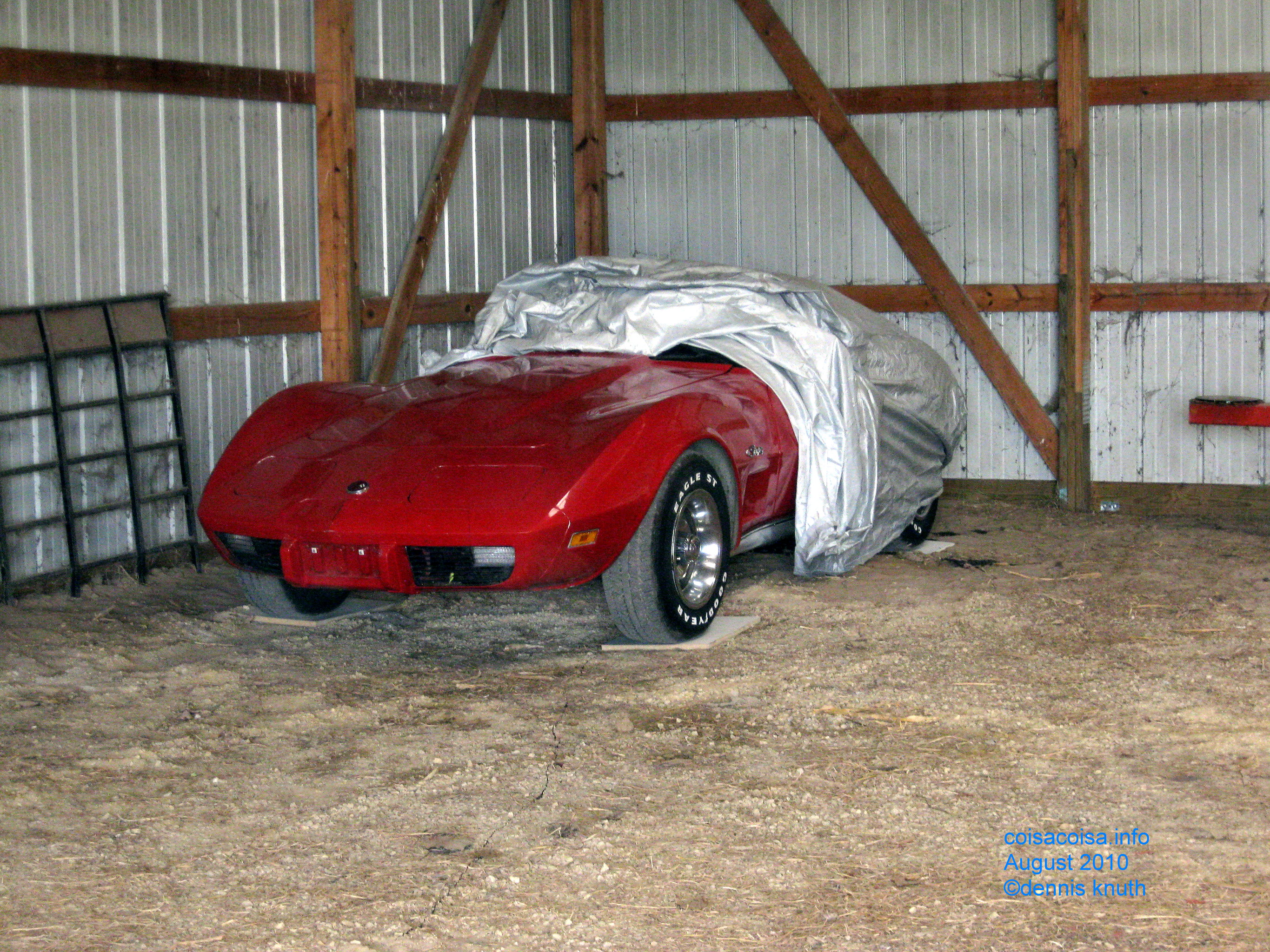 Justin's Corvette in the shed of Gary and Sherri