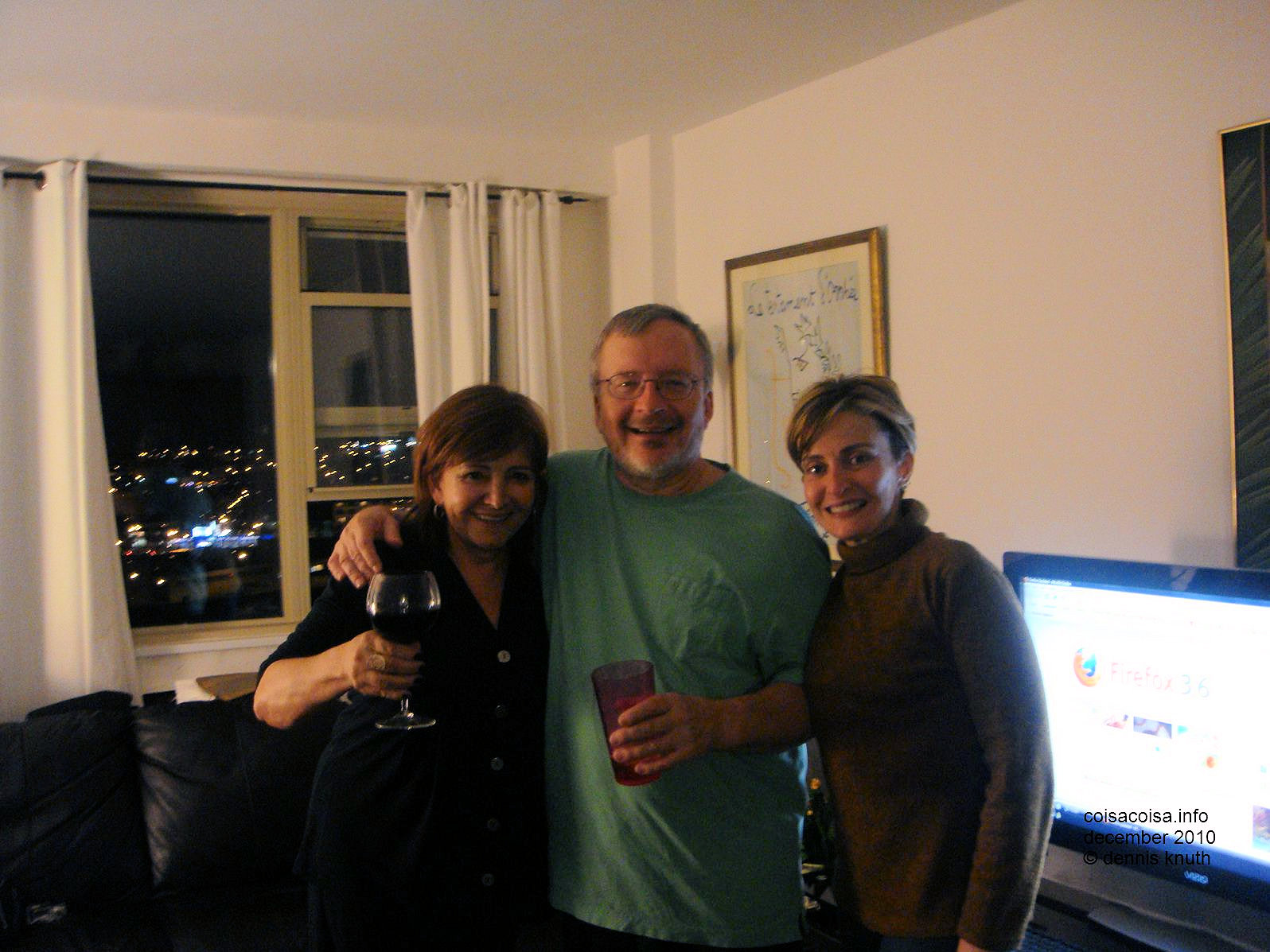 Dennis with Concinha and Lisette celebrating