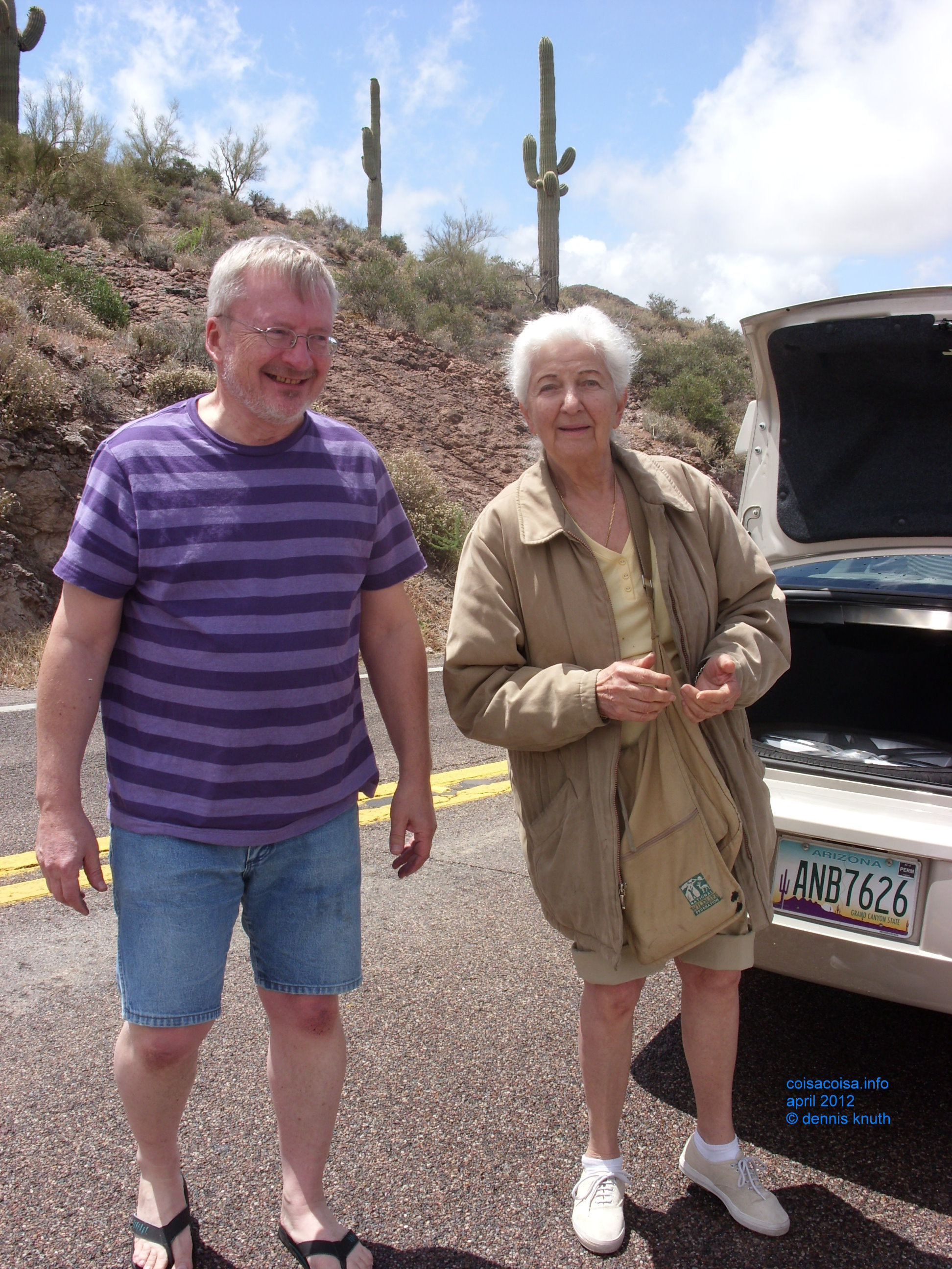 Dennis Knuth and Stella changed the tire