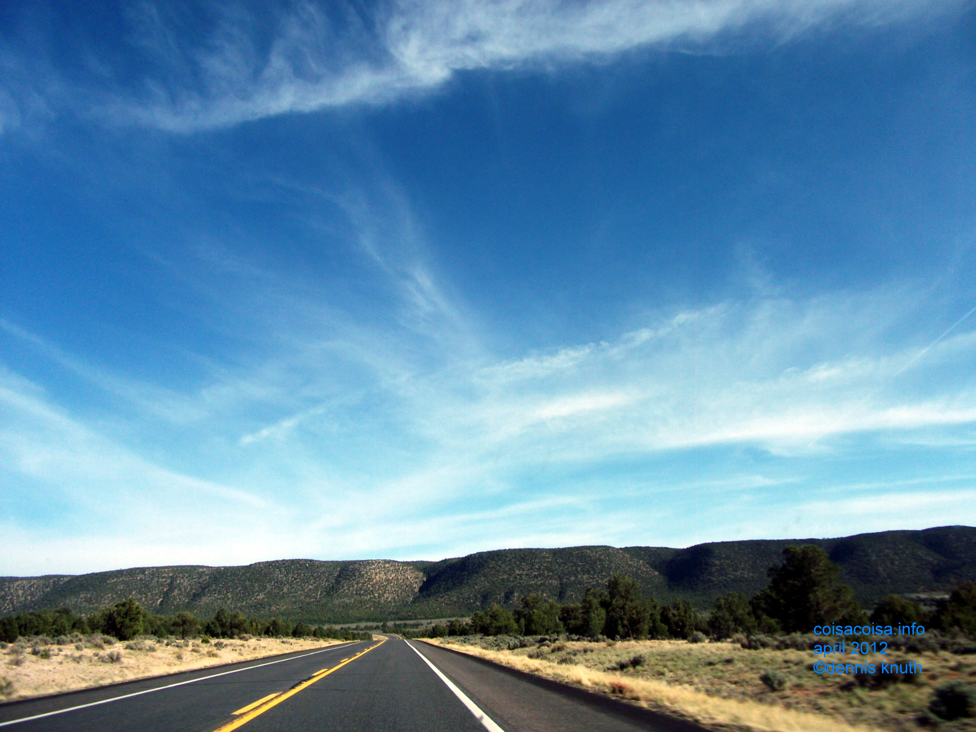 Road reaches plateau level of the Painted Desert