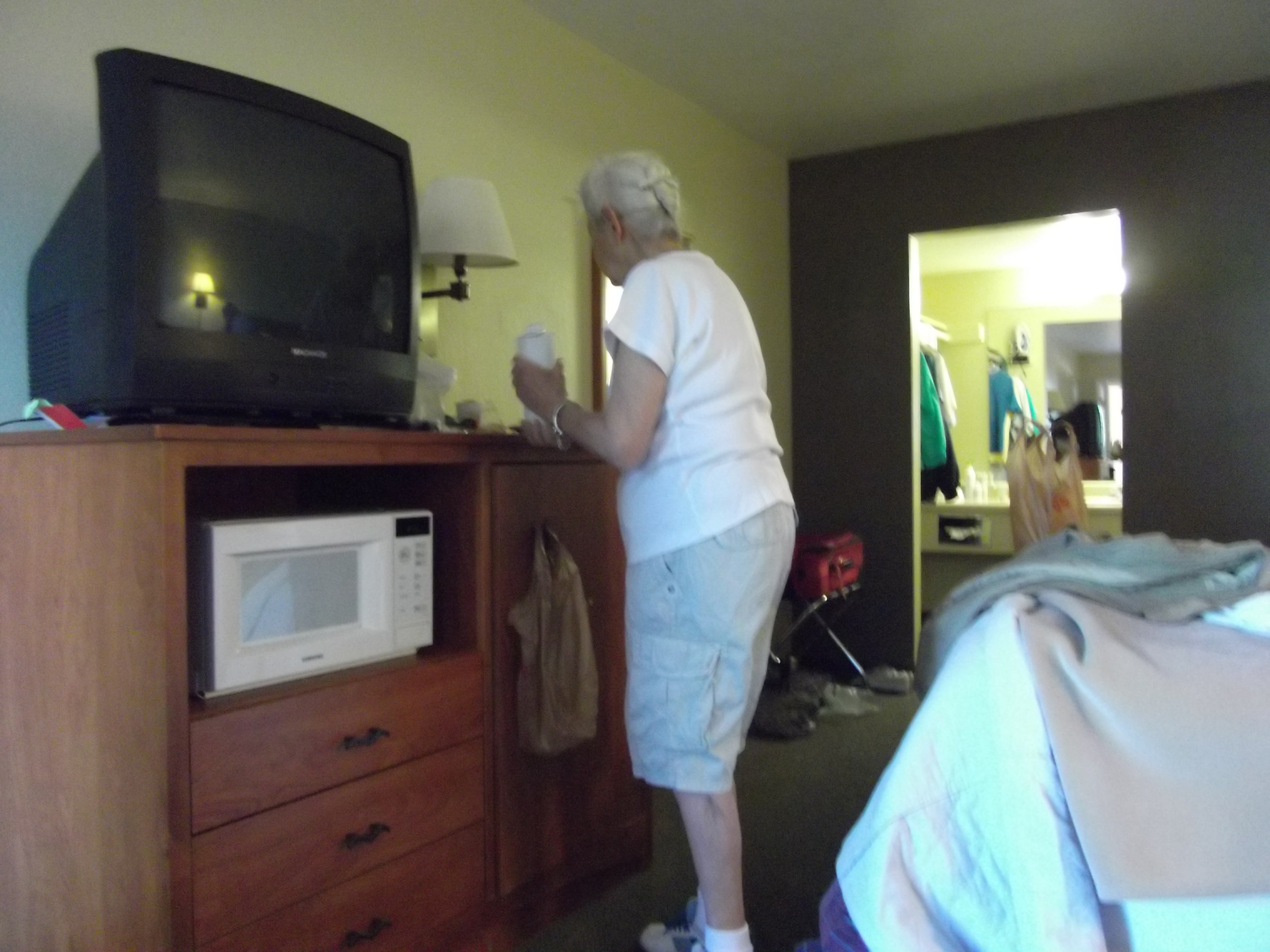 Stella getting the room organized