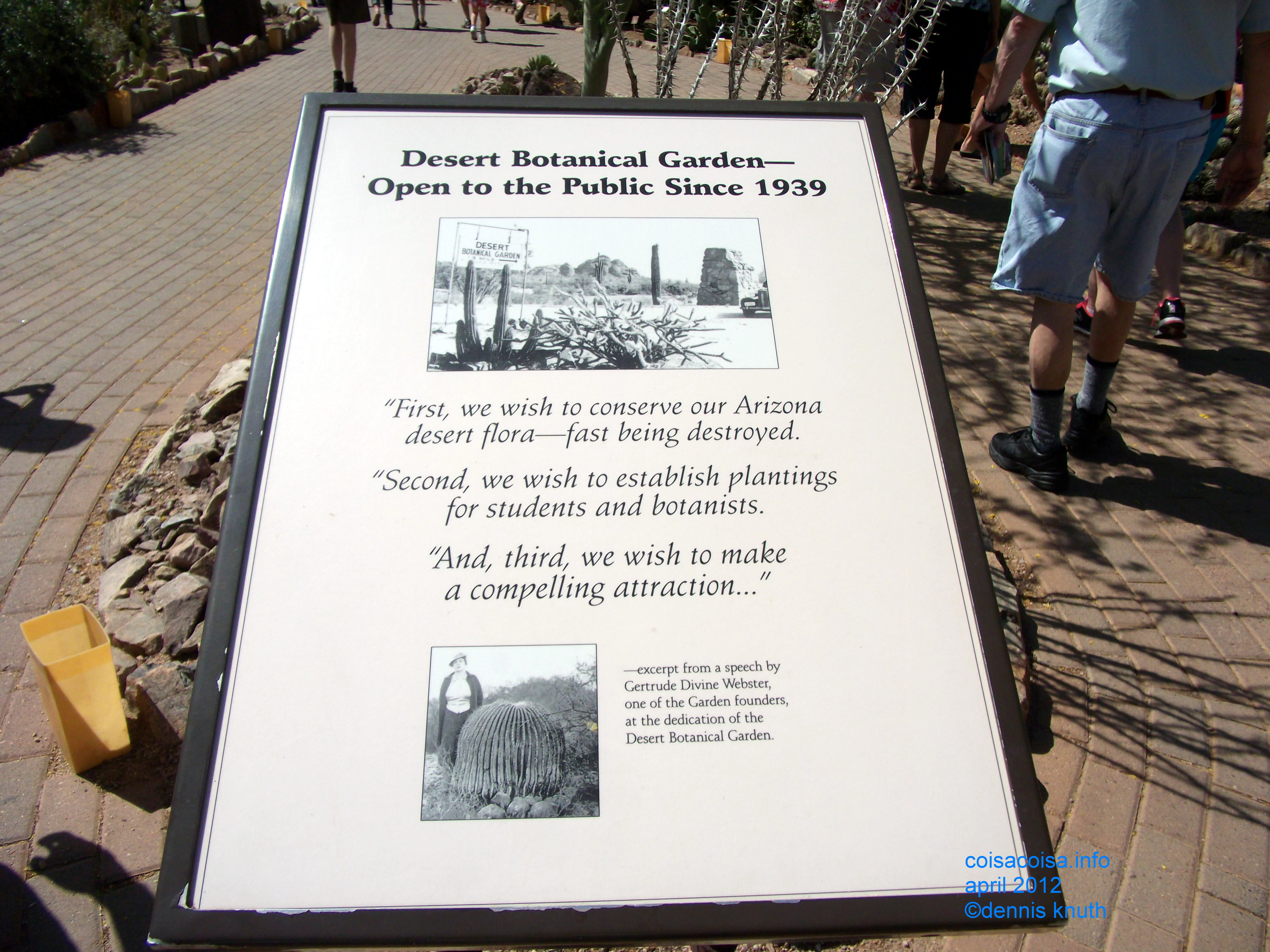 Botanical Garden commemorative plaque