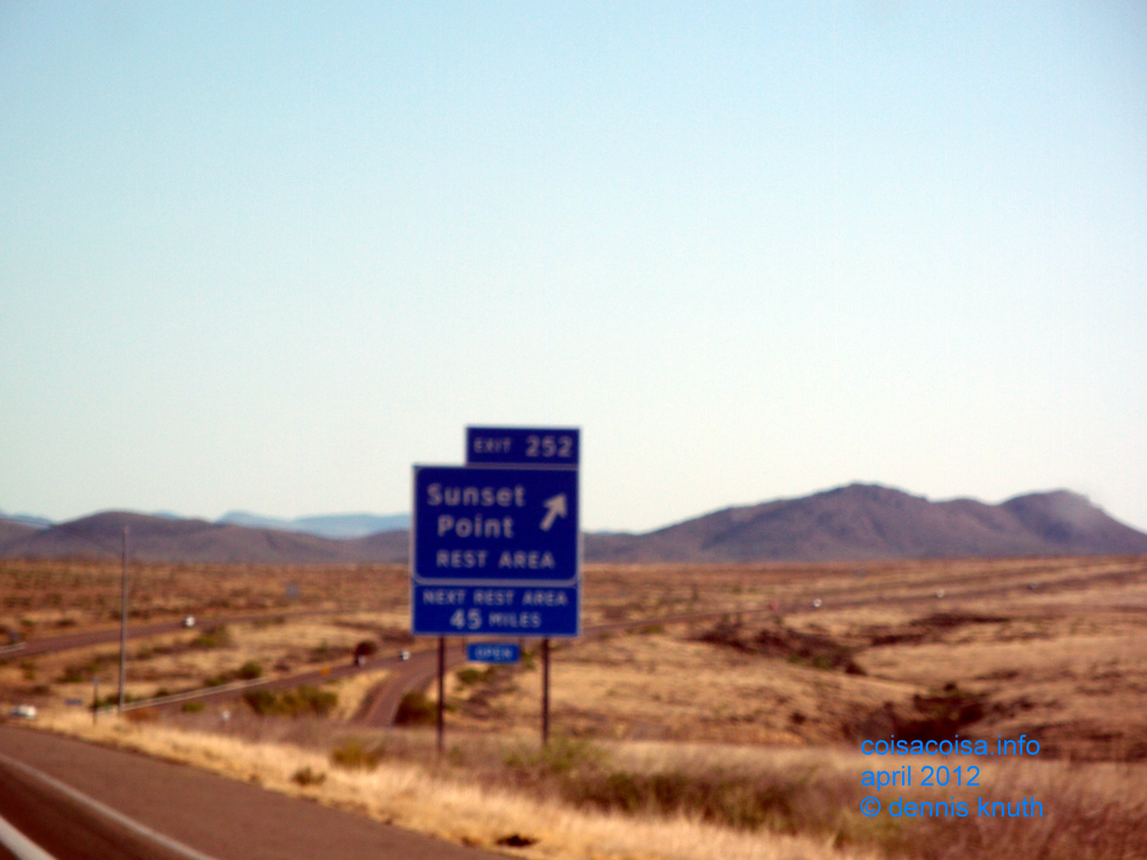 Rest Area direction at Sunset Point Arizona