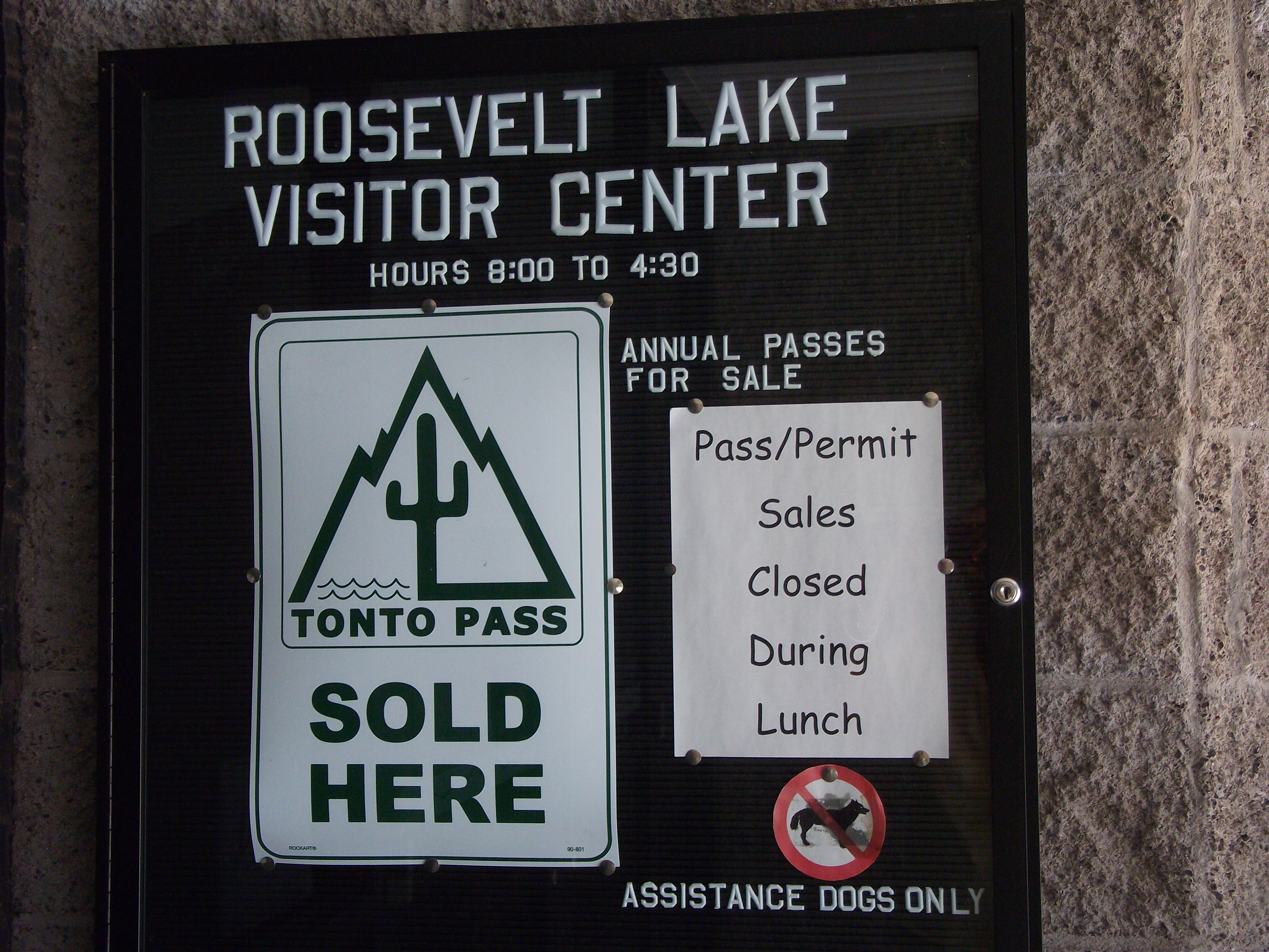 Roseevet Lake Visitors Centers sells Tonto Park Passes