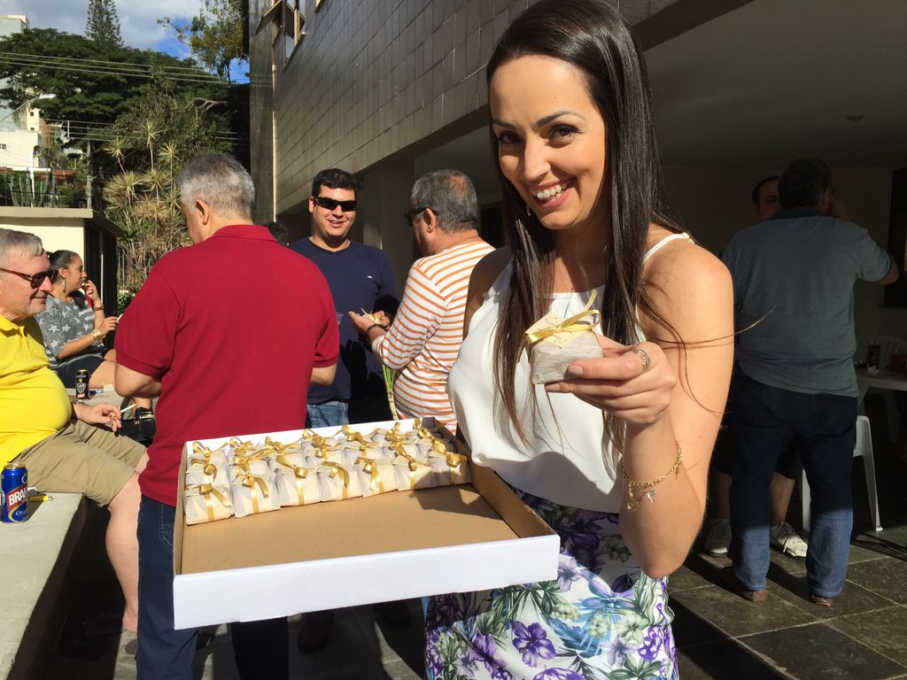 Offering a treat at the engagement