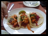 Shrimp soft-shell tacos at Cafe Frita