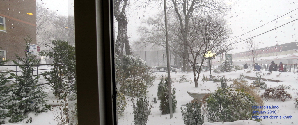 Elmhurst Towers courtyard in the snow