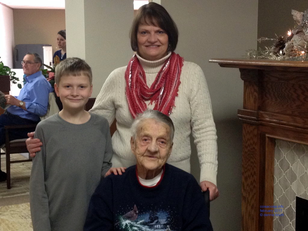 Mom Emogene with Sherri and Jared at Dove nursing home