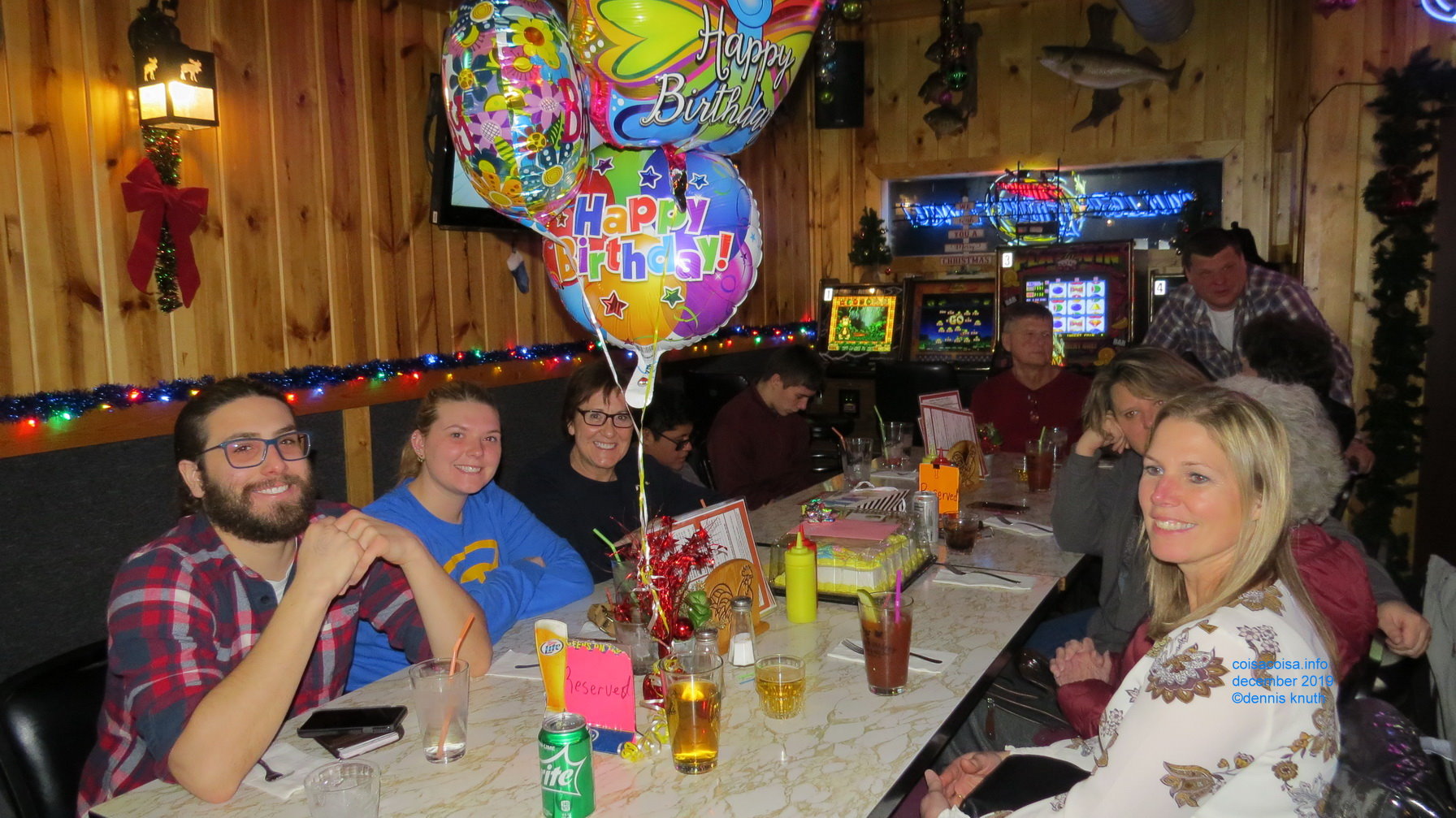 Abby, her boy friends, Mom and other guests at the party