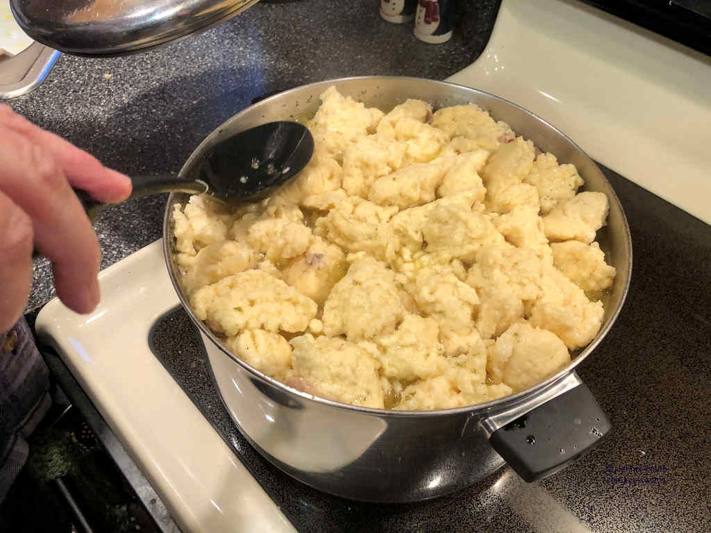 Fully Cooked duplings in the pot