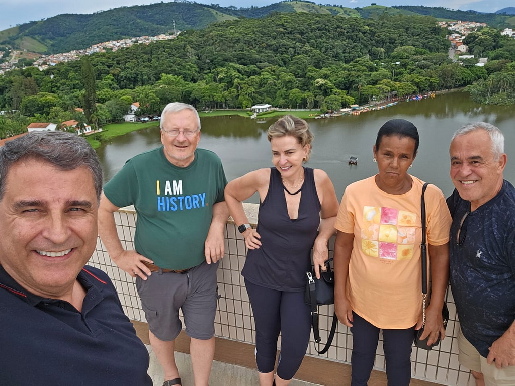 Atop the hotel over the lake