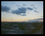 Clouds over Queens New York with view of downtown Manhattan